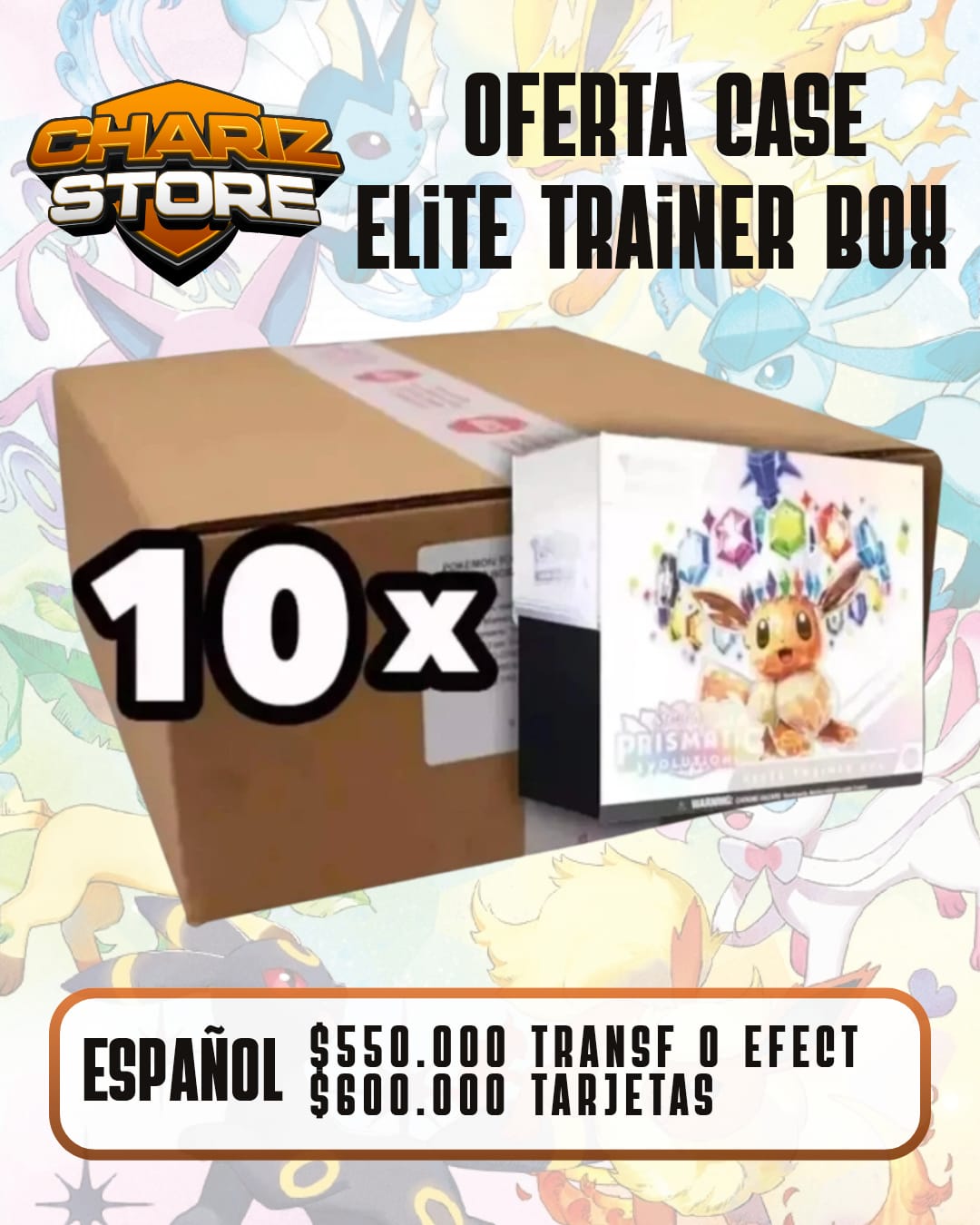 Case (10 unidades) – Prismatic Evolutions – Elite Trainer Box – Español