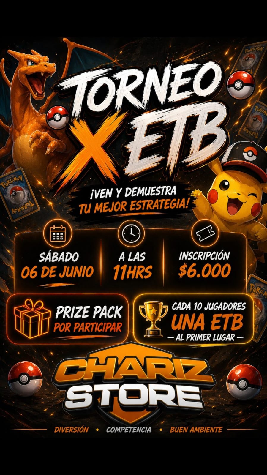 ¡TORNEO X ETB EN CHARIZSTORE! 06-06-2026